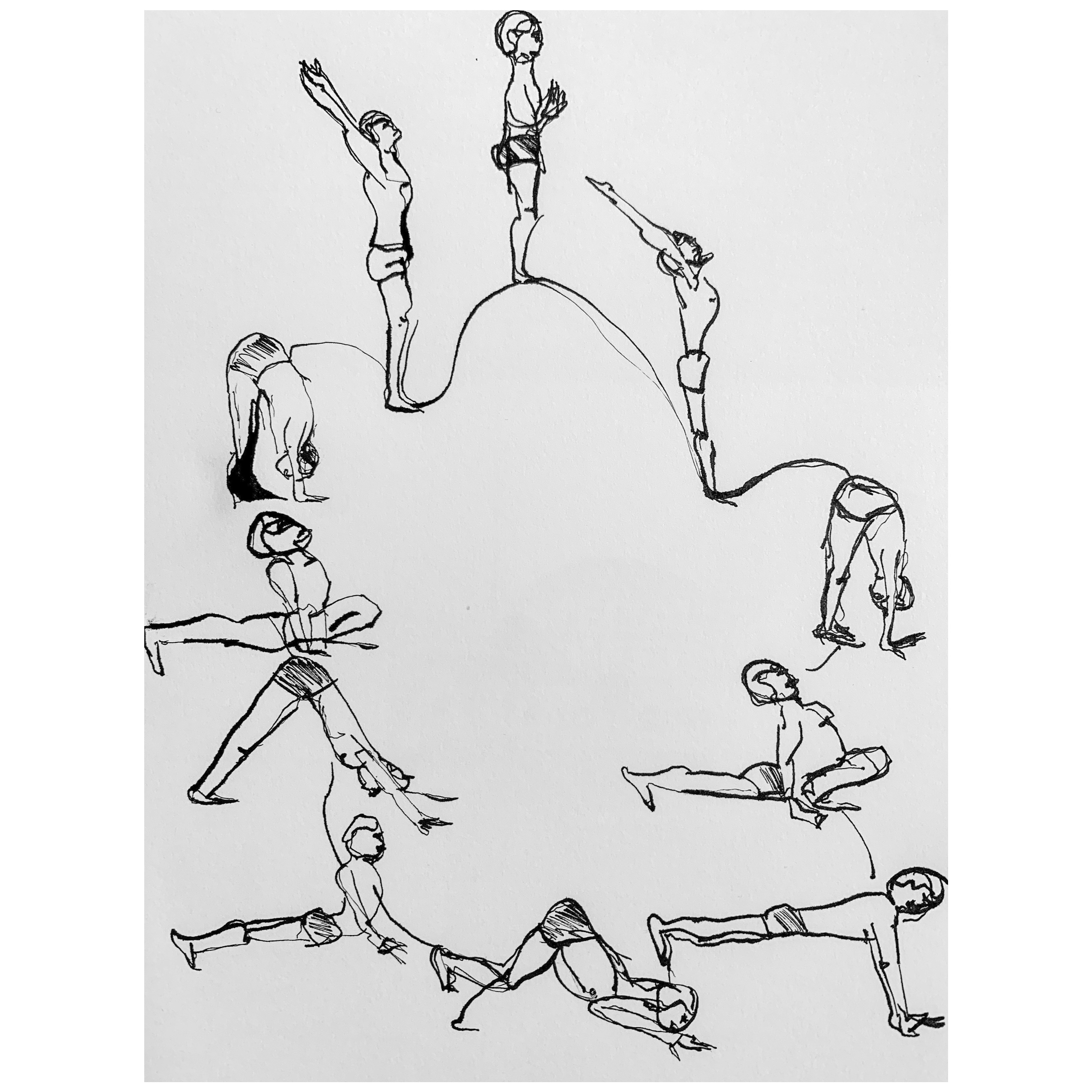 Yoga poses pants sketch Royalty Free Vector Image